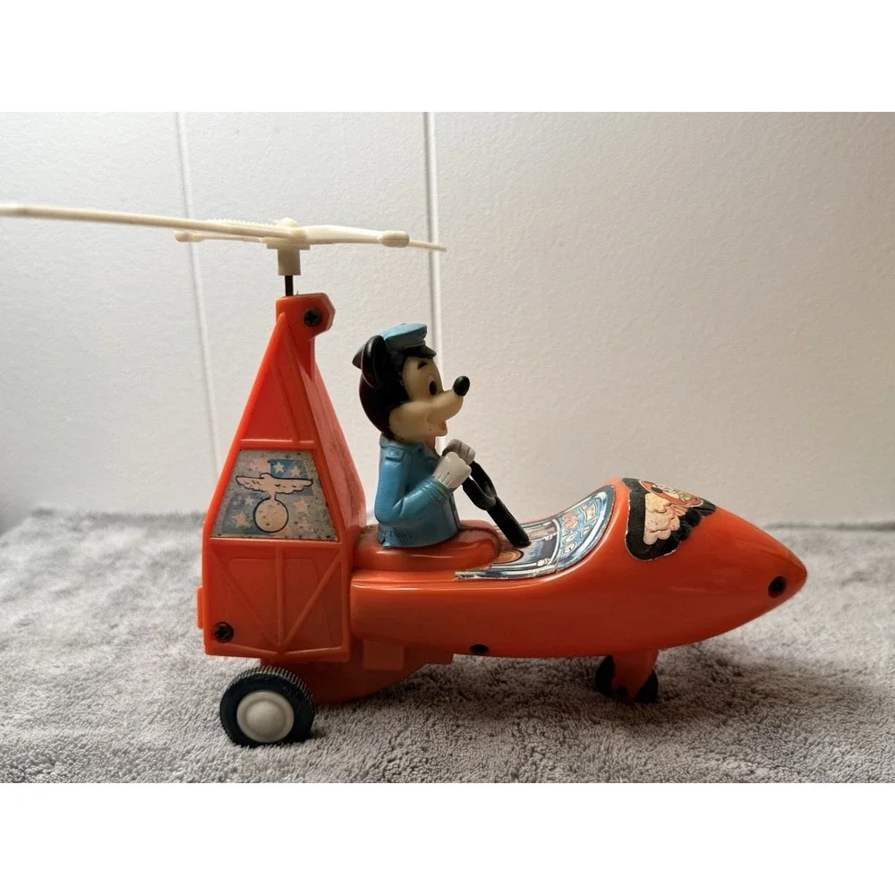 Vintage Durham Ind.  Disney Mickey Mouse Wind-Up Helicopter Toy WORKS Hong Kong
